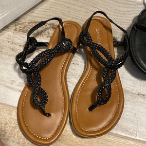 Black flat sandals